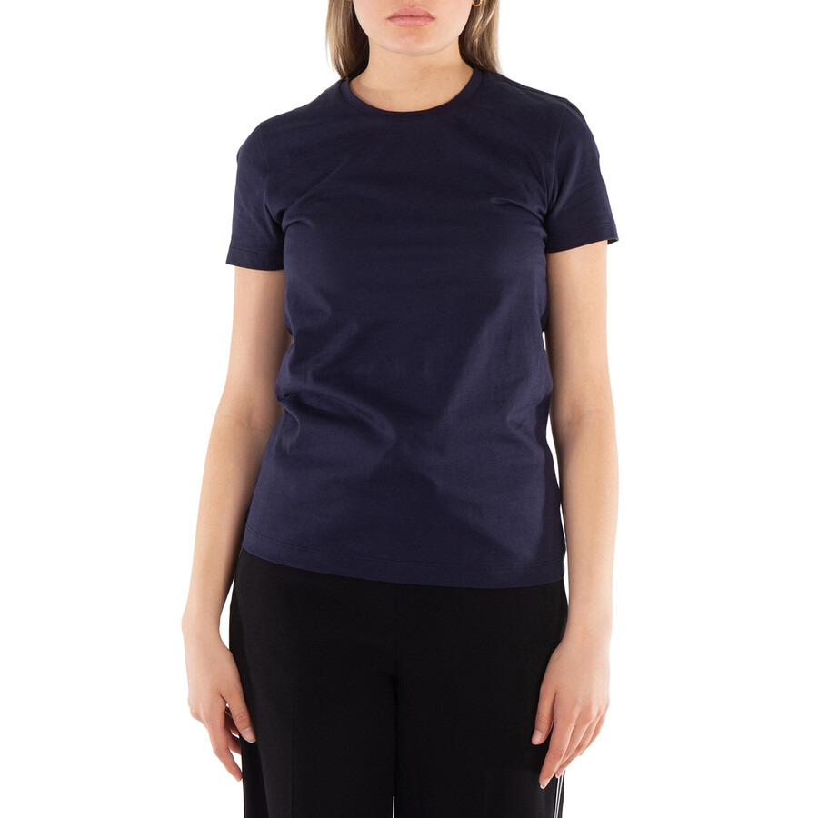 Moncler Ladies Navy Logo Patch Cotton T-Shirt - 3