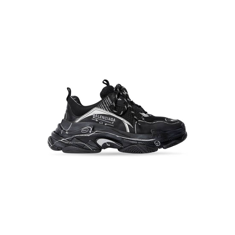 Men's Triple S Sketch Sneaker in Black - 1