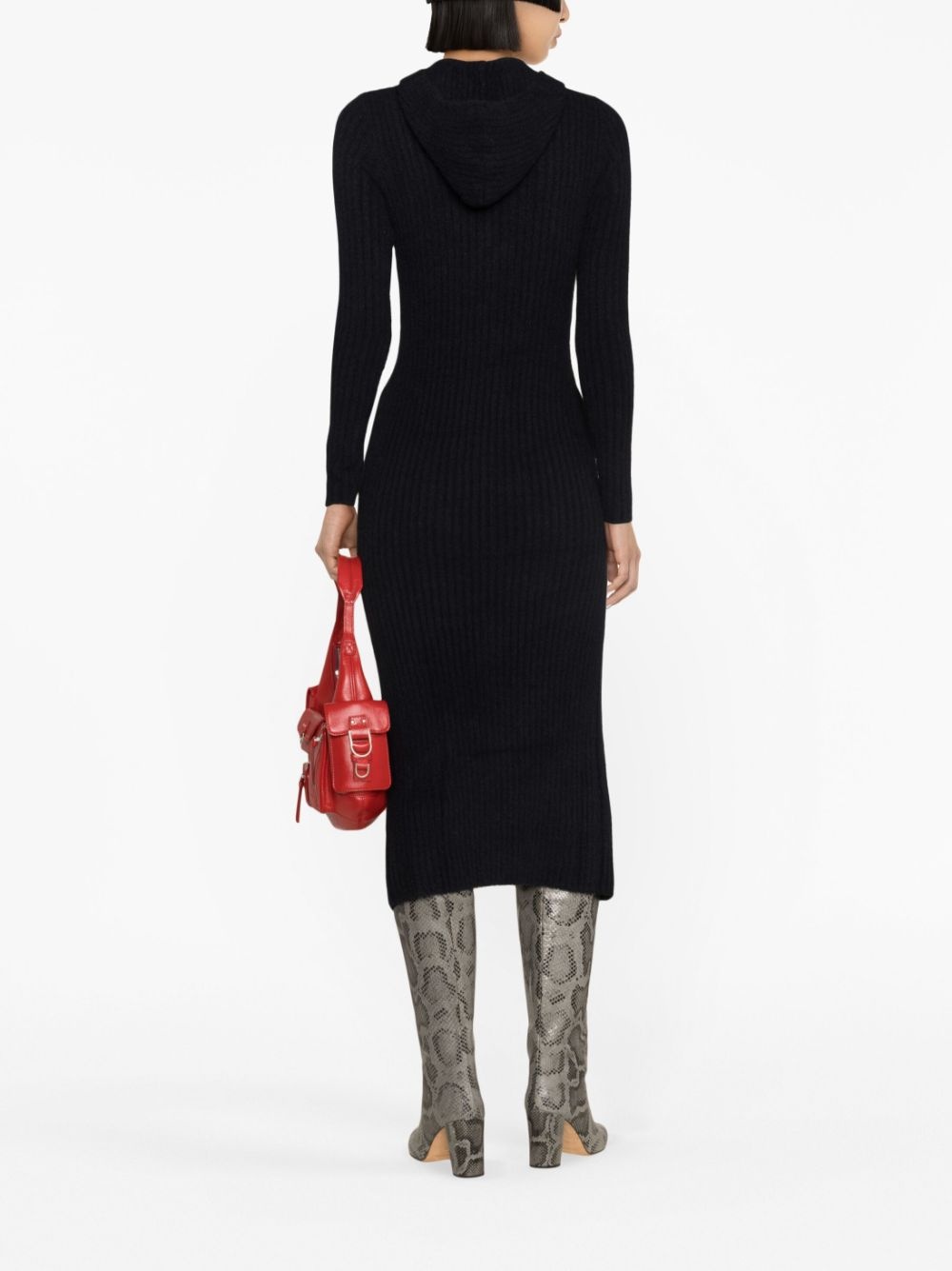 zip-up ribbed midi dress - 3