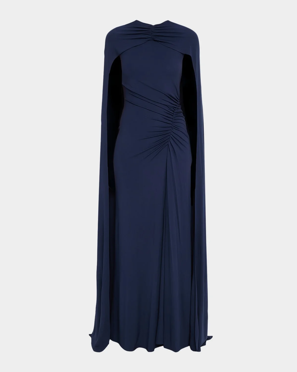 Demi Ruched Jersey Cape Gown - 1