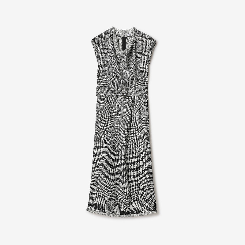 Warped Houndstooth Linen Blend Dress - 1