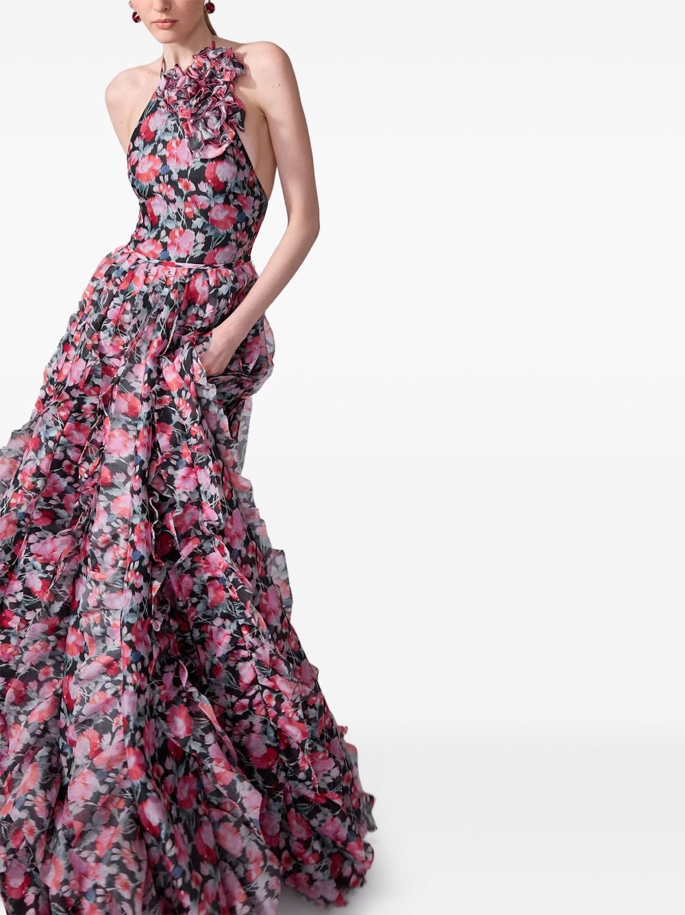 peony-print gown - 4