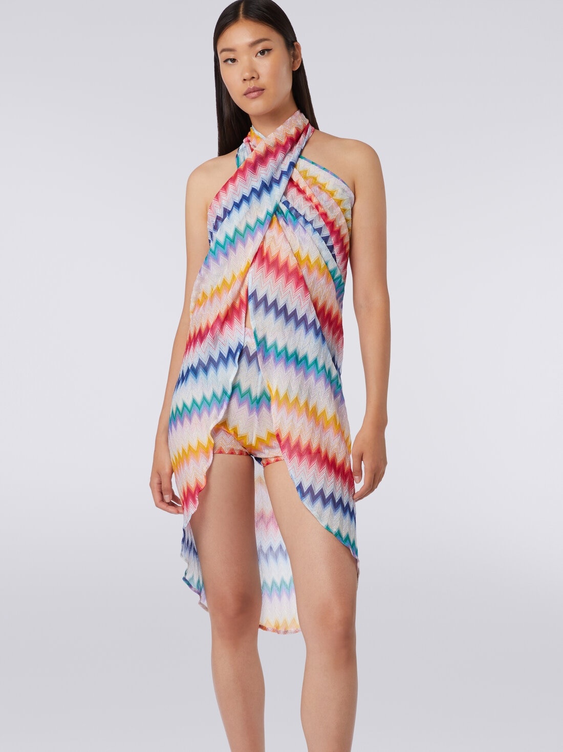 Zigzag motif sarong skirt with lurex - 5