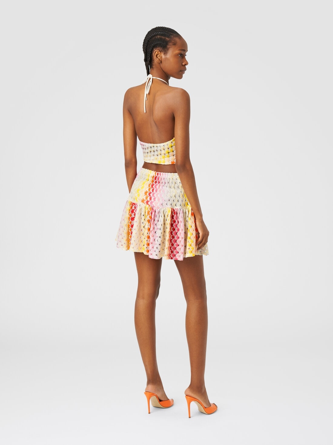 Dégradé lace-effect flounced miniskirt - 3