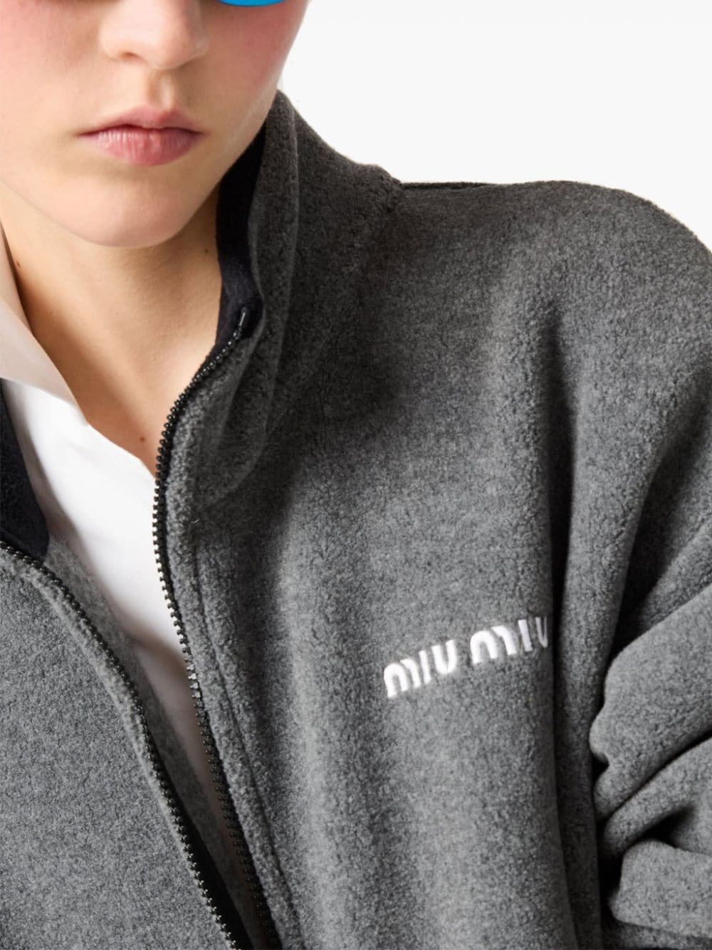 logo-embroidered fleece sweatshirt - 6