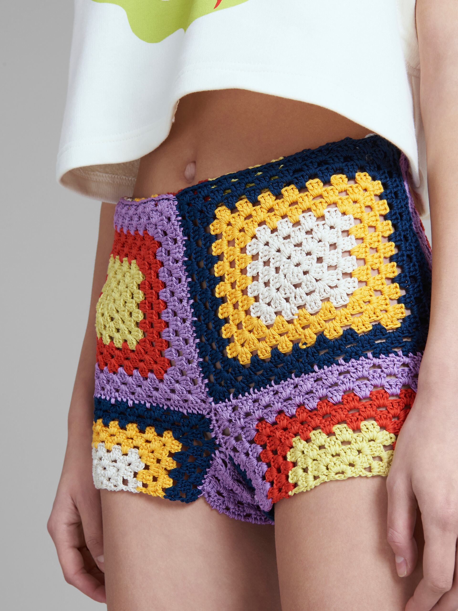 MARNI X NO VACANCY INN - MULTICOLOUR COTTON-KNIT SHORTS - 4