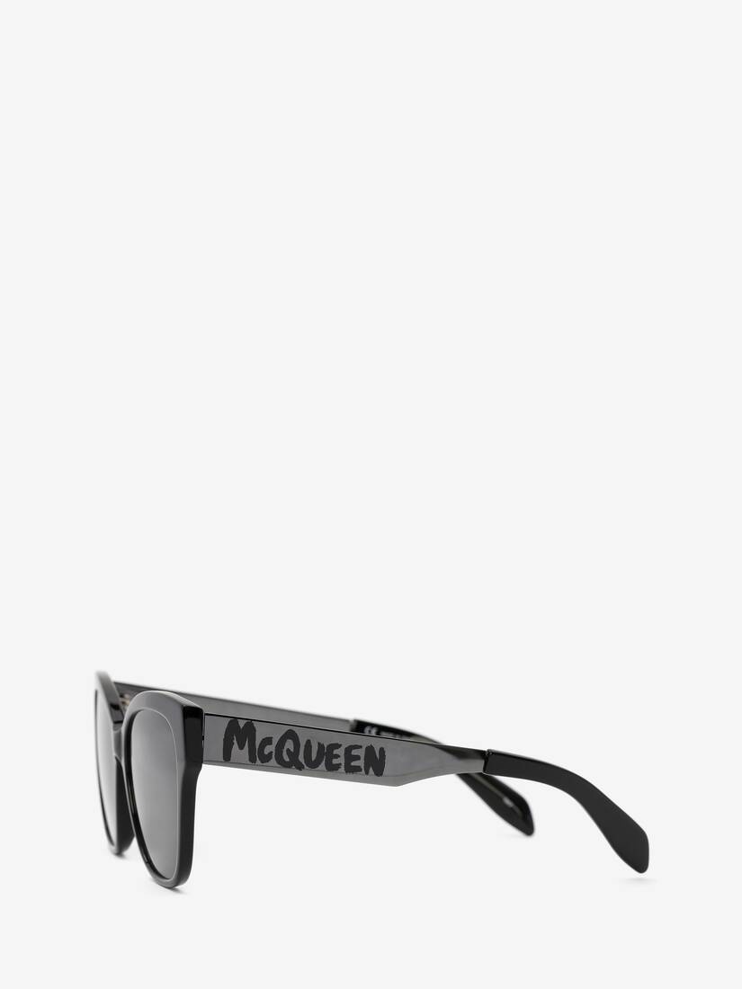 Mcqueen Graffiti Bi-colour Sunglasses in Ruthenium - 2