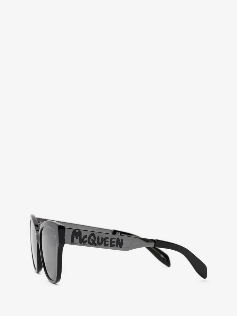 Alexander McQueen Mcqueen Graffiti Bi-colour Sunglasses in Ruthenium outlook