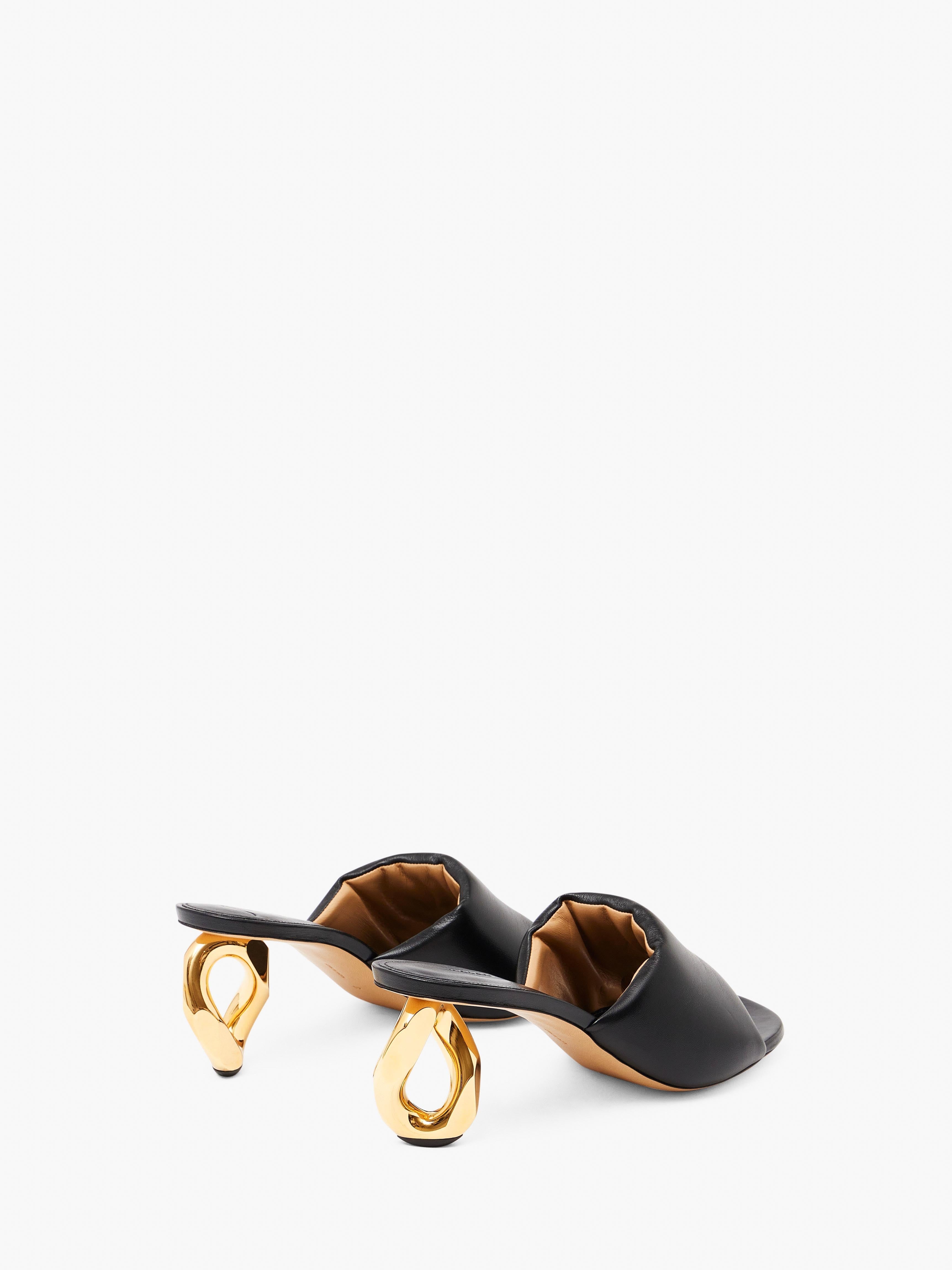 CHAIN HEEL LEATHER MULES - 3