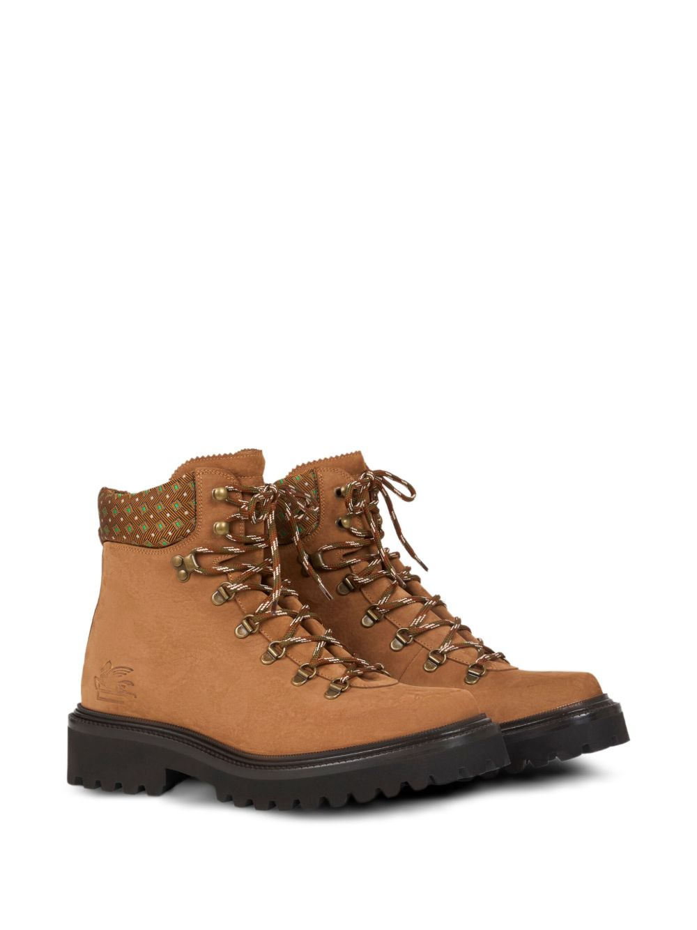 patterned-collar lace-up boots - 2