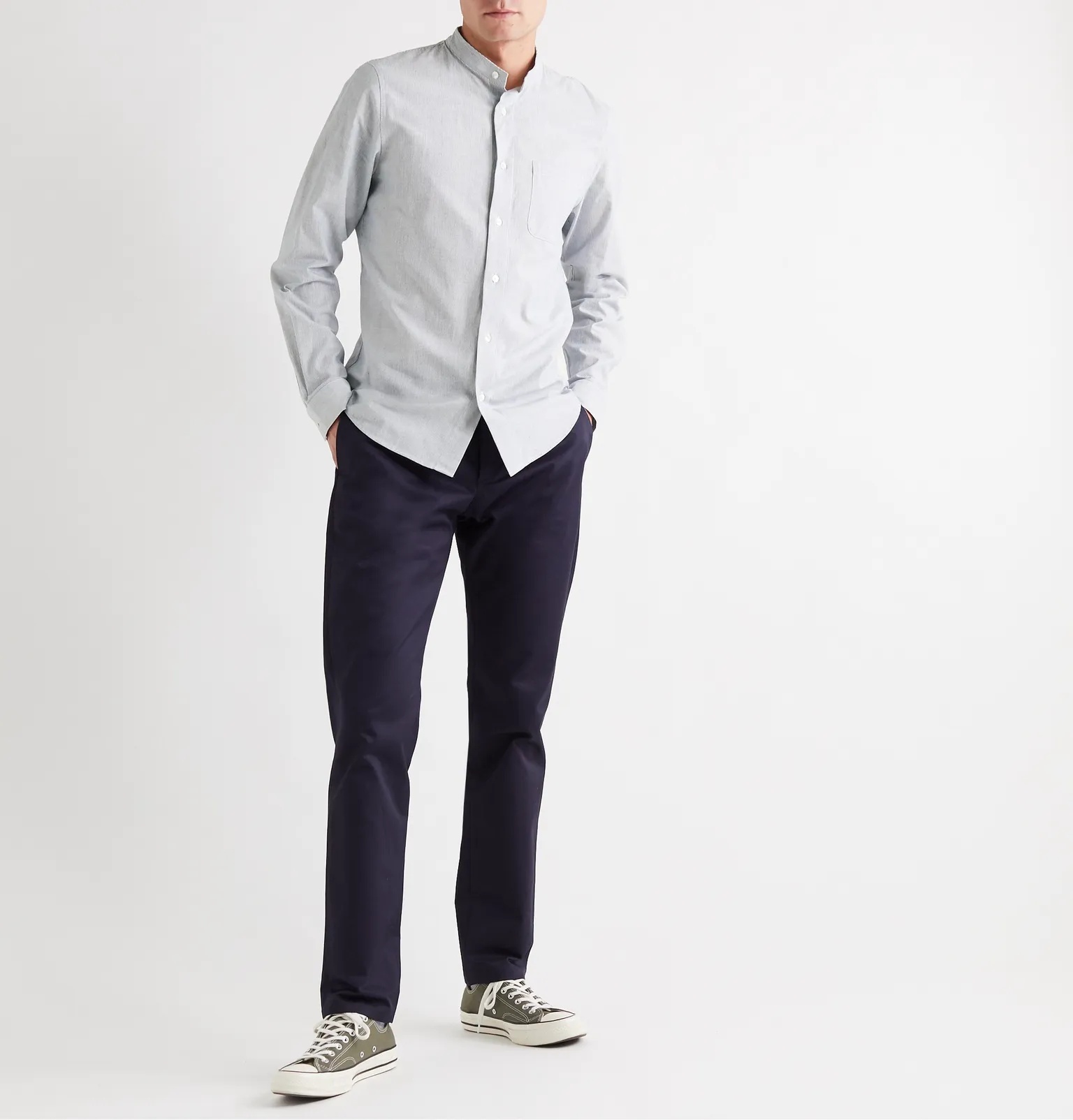 Mark Grandad-Collar Striped Cotton Shirt - 2