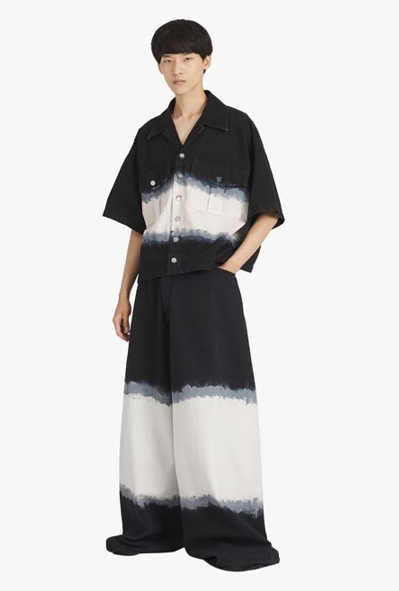 Balmain Oversized cotton shirt with black and white tie-dye print outlook