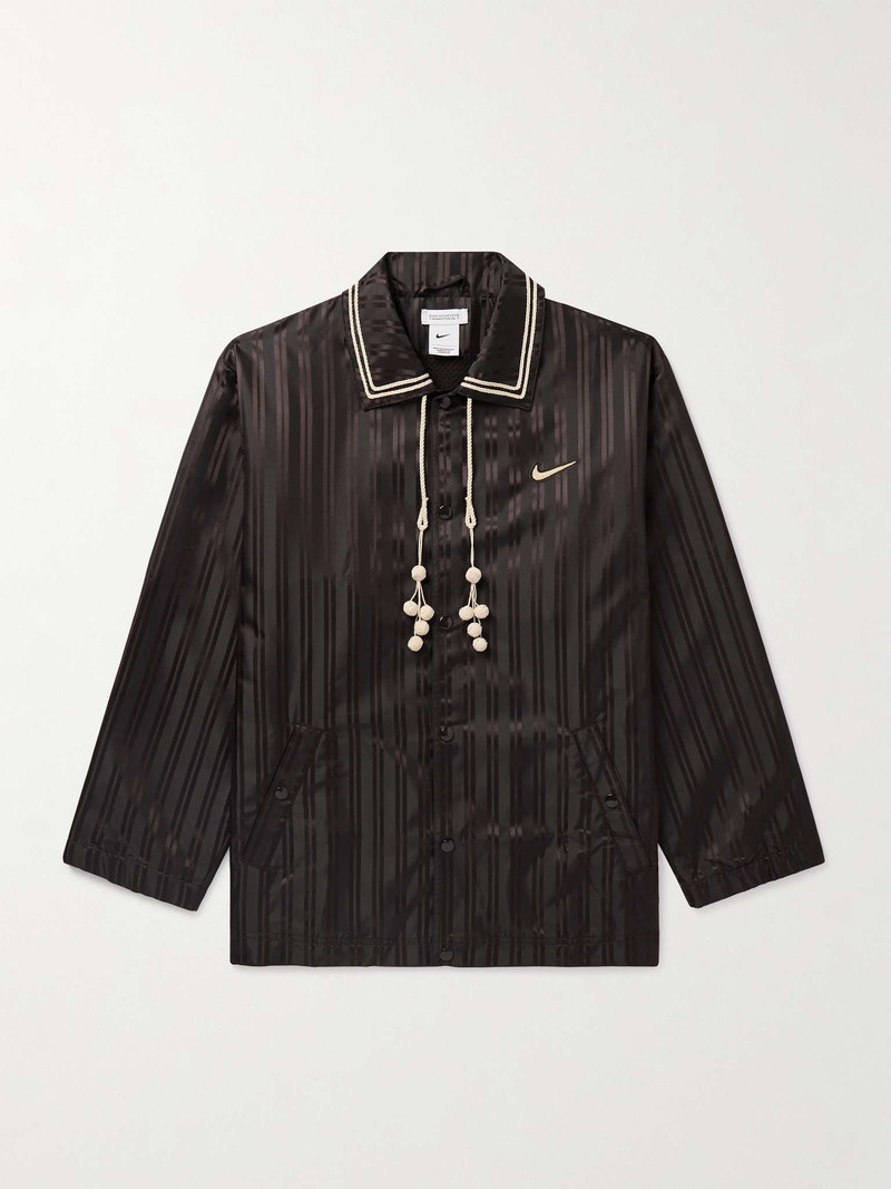+ BODE Scrimmage Embellished Logo-Embroidered Striped Satin Jacket - 1