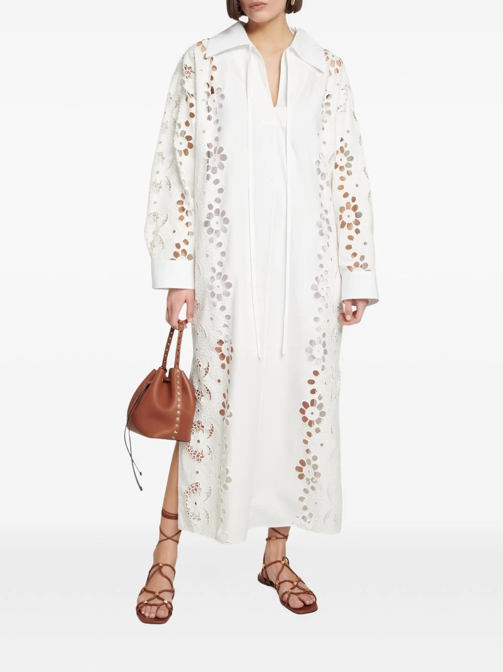 broderie-anglaise cotton midi dress - 1