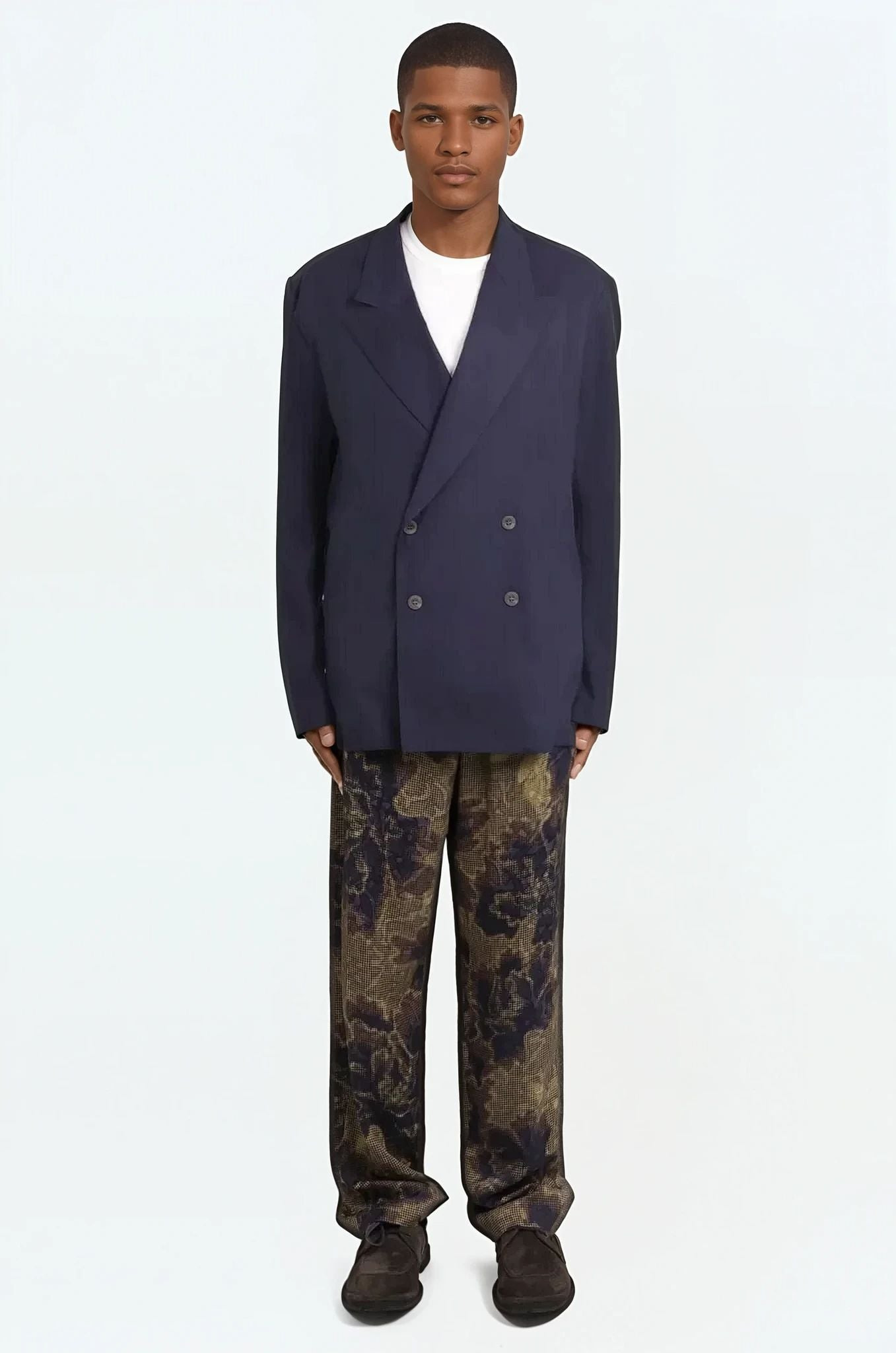DOUBLE BREASTED RELAXED STYLE JACKET | MIDNIGHT BLUE - 2
