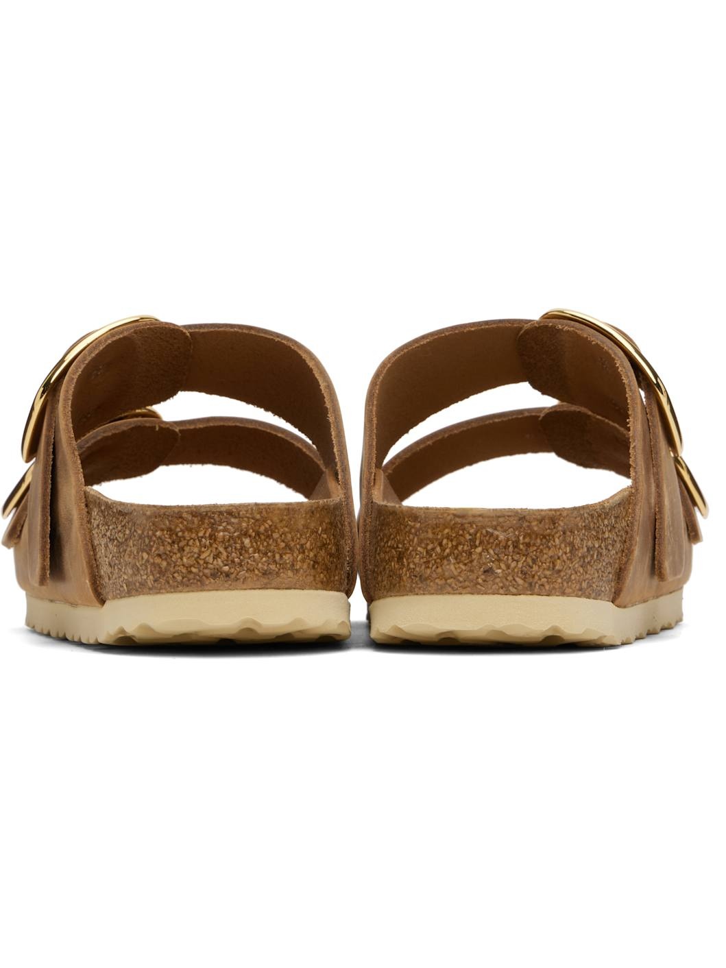 Brown Narrow Arizona Big Buckle Sandals - 2