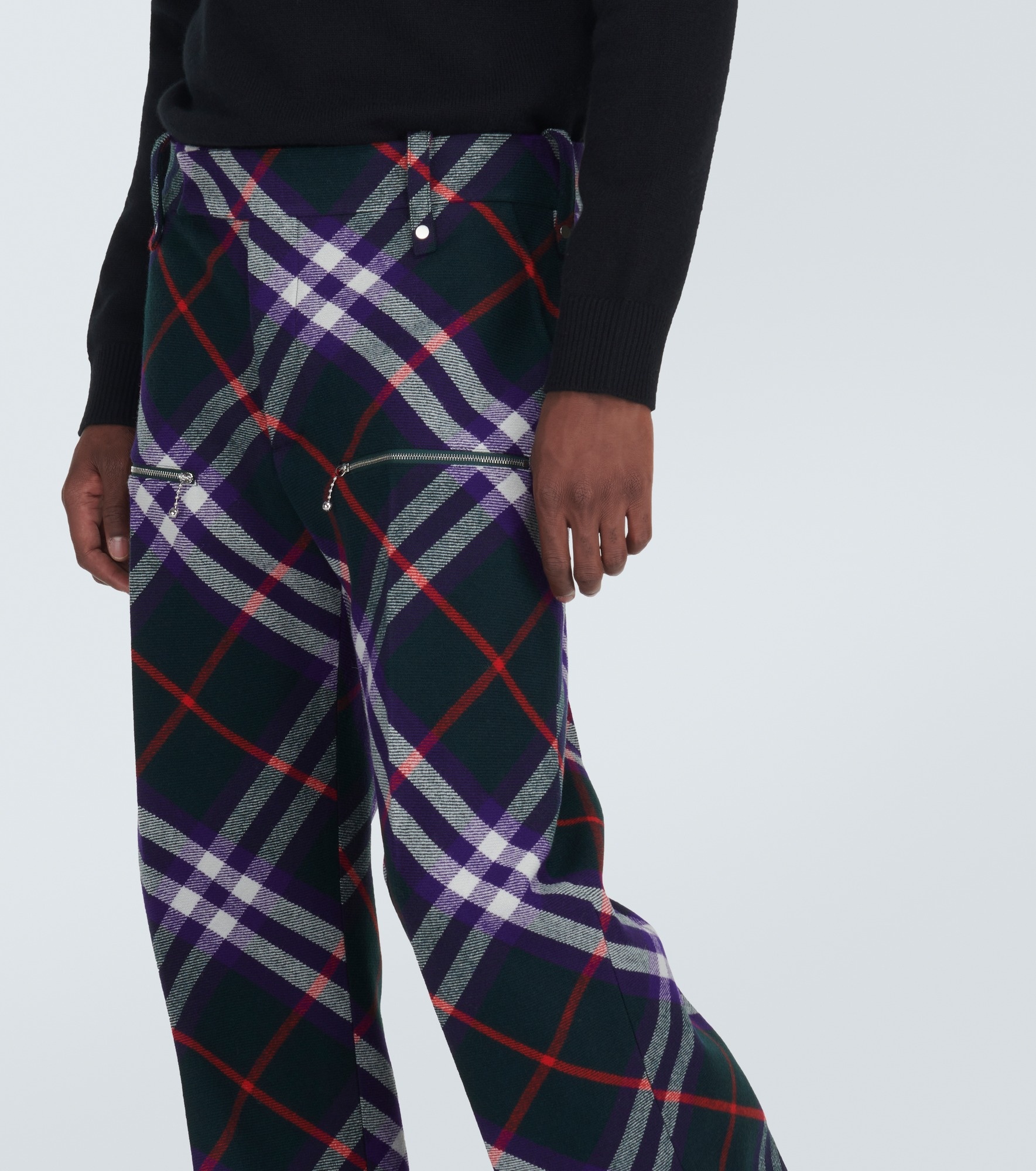 Burberry Check wool pants - 5