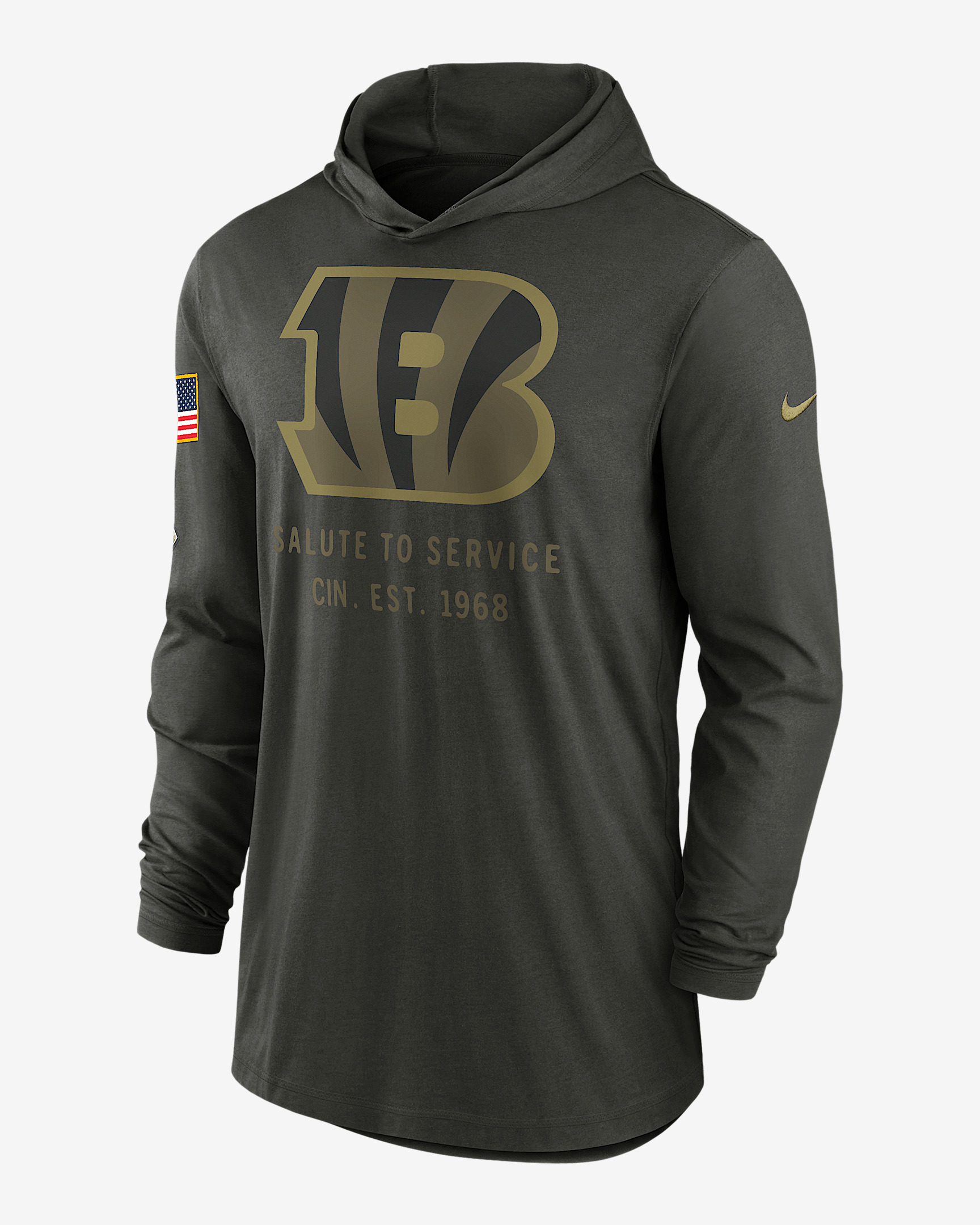Cincinnati Bengals Salute to Service Sideline Men’s Nike Dri-FIT NFL Long-Sleeve Hooded Top - 1