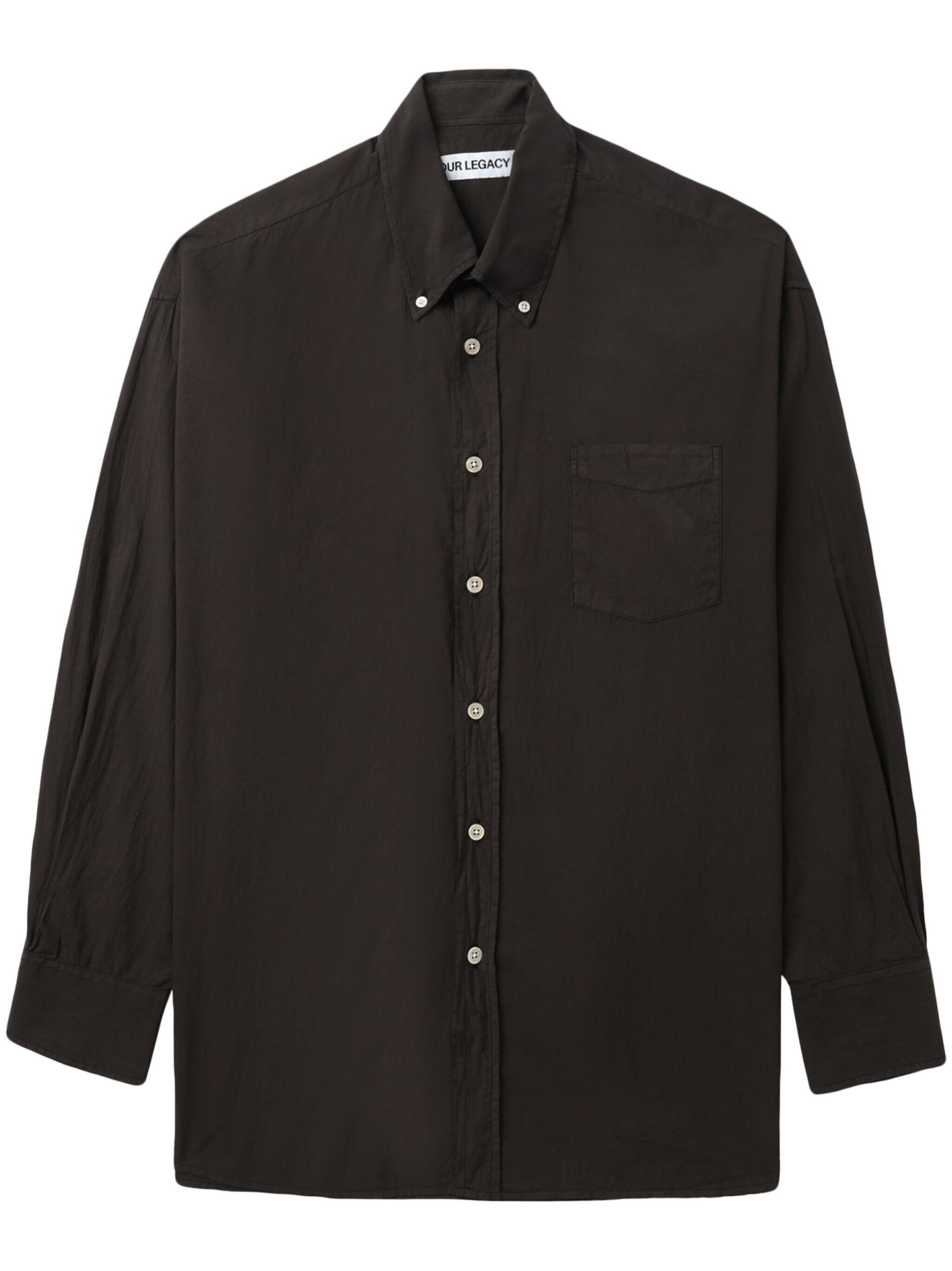 Brown Long-Sleeve Cotton Shirt - 1