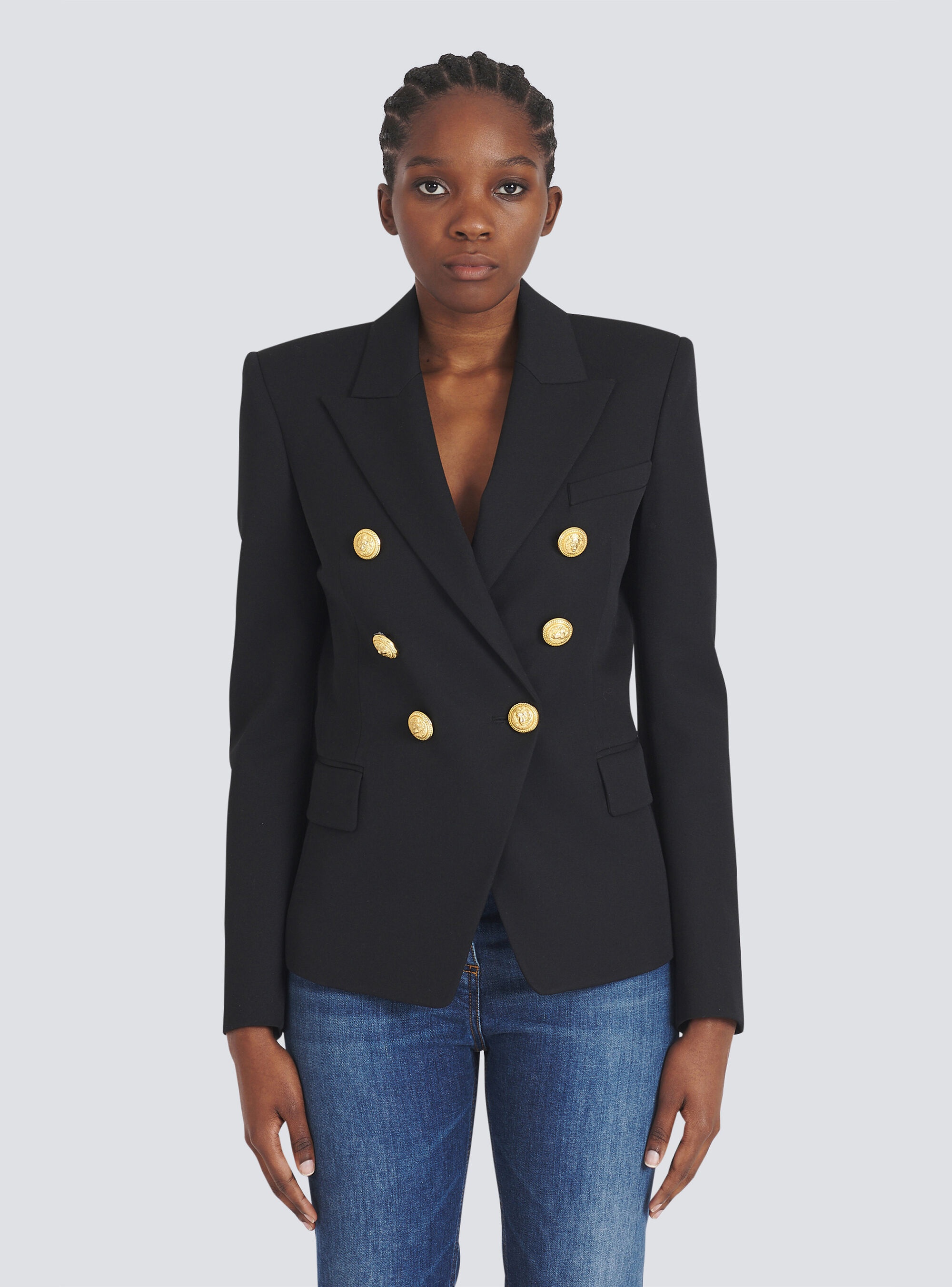 Wool blazer with double-breasted buttoned closure - 6