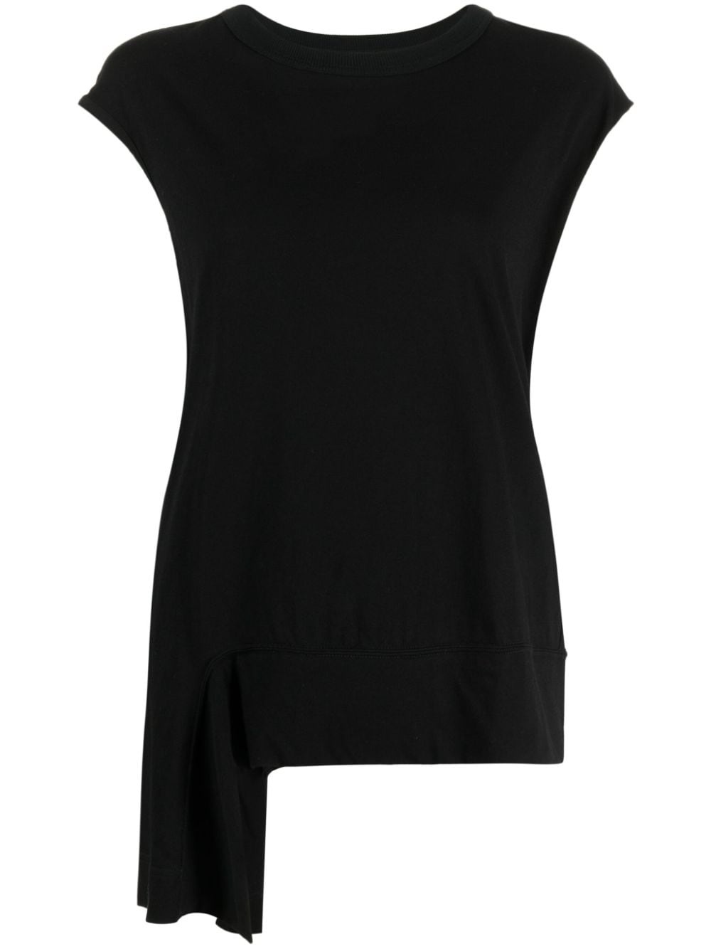 asymmetric-hem cotton T-shirt - 1