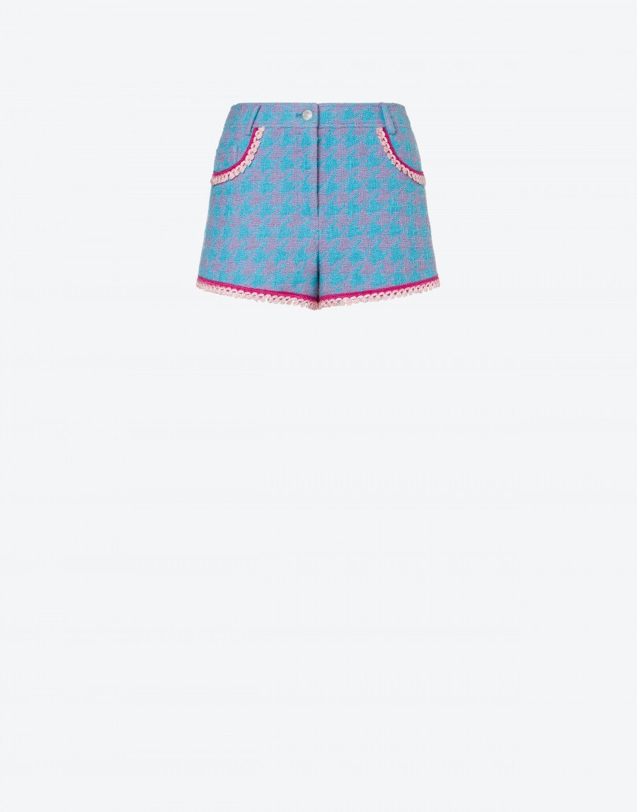 COTTON AND NYLON HOUNDSTOOTH SHORTS - 1