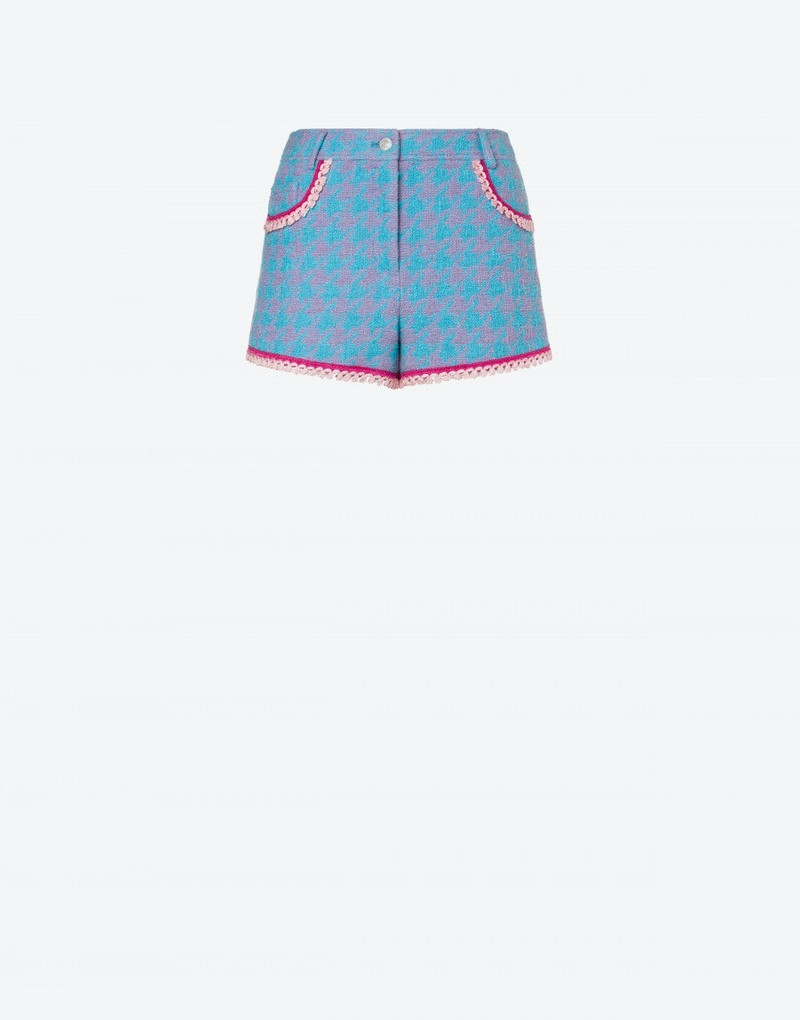 COTTON AND NYLON HOUNDSTOOTH SHORTS - 1