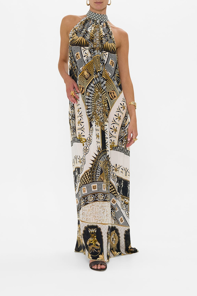 CAMILLA TIE NECK LONG DRESS outlook