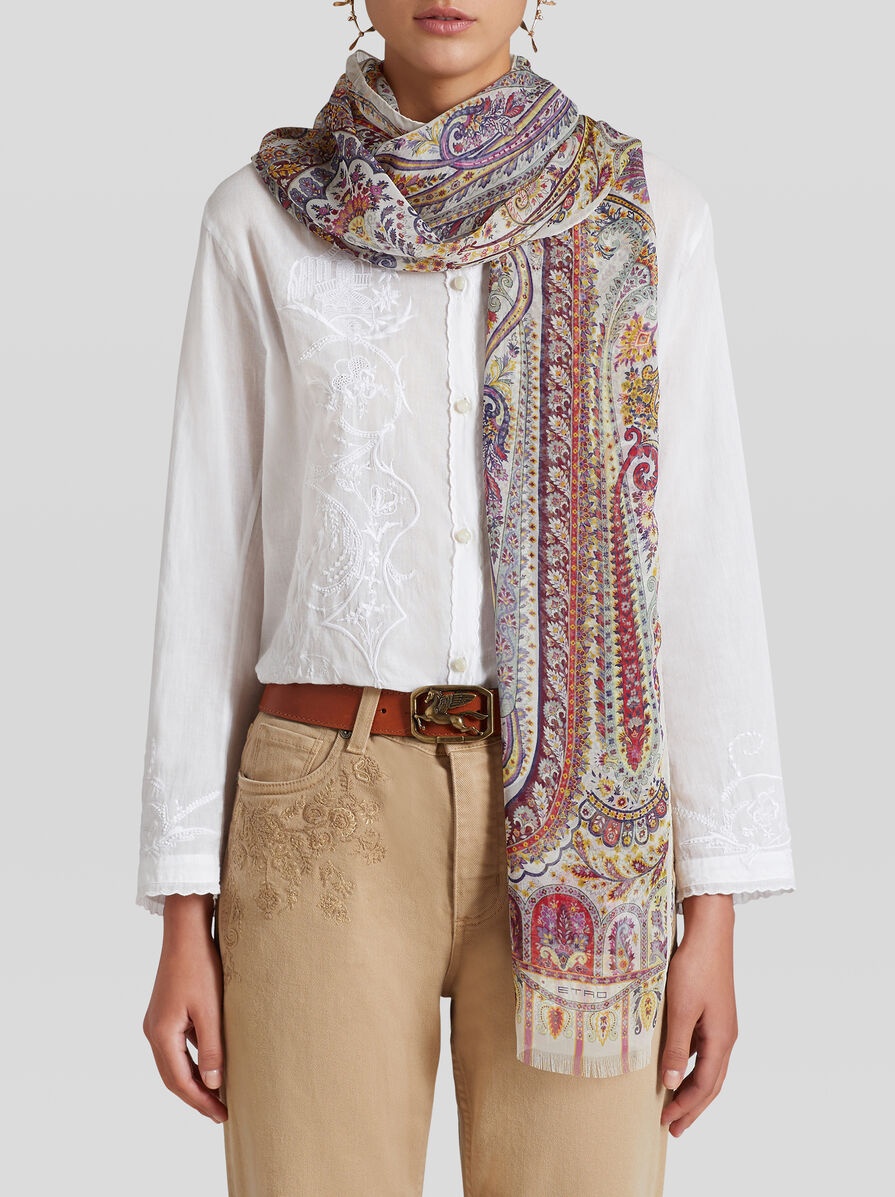 PAISLEY PRINT CHIFFON SCARF - 2