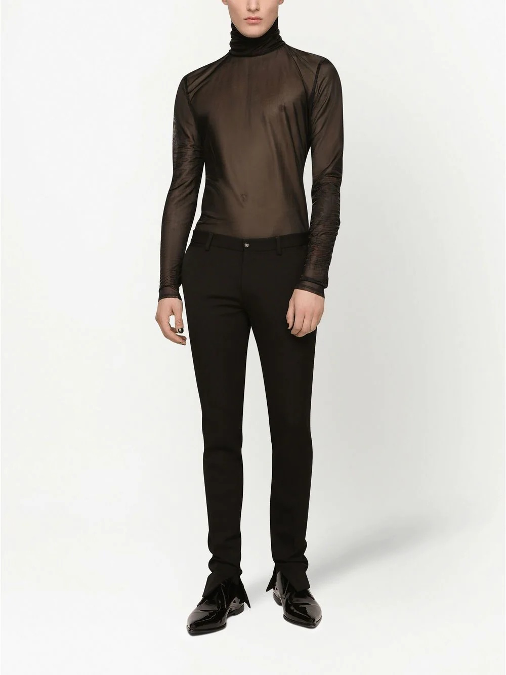 sheer jersey roll-neck top - 3