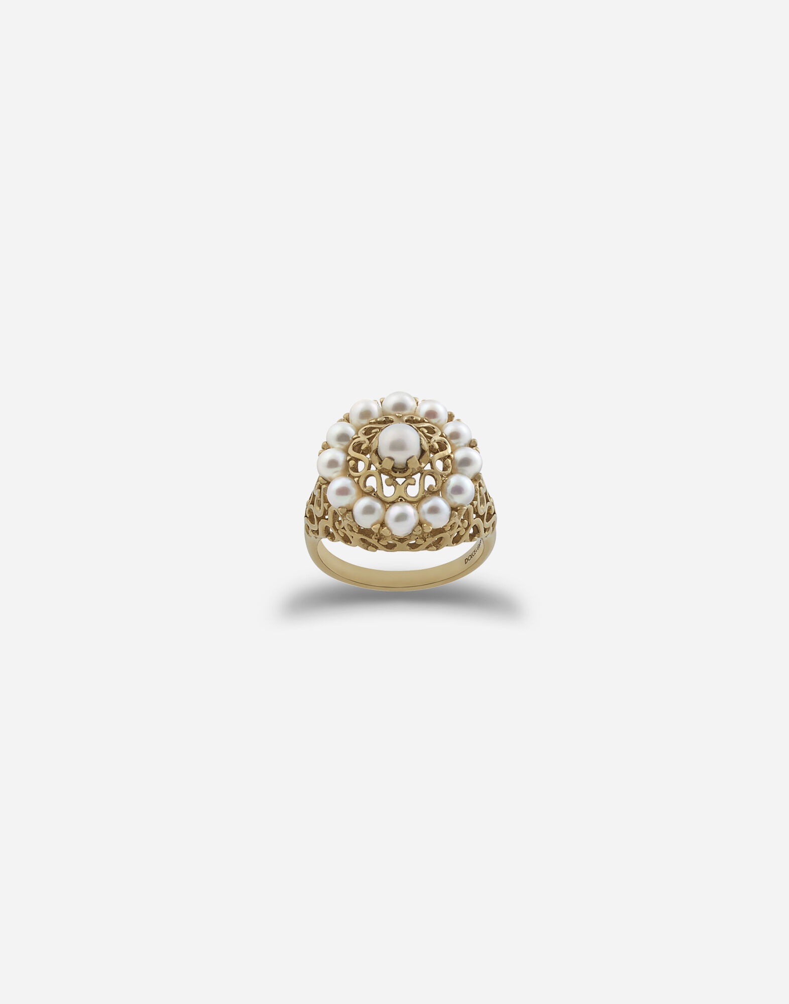 Romance ring in yellow gold and pearls - 1