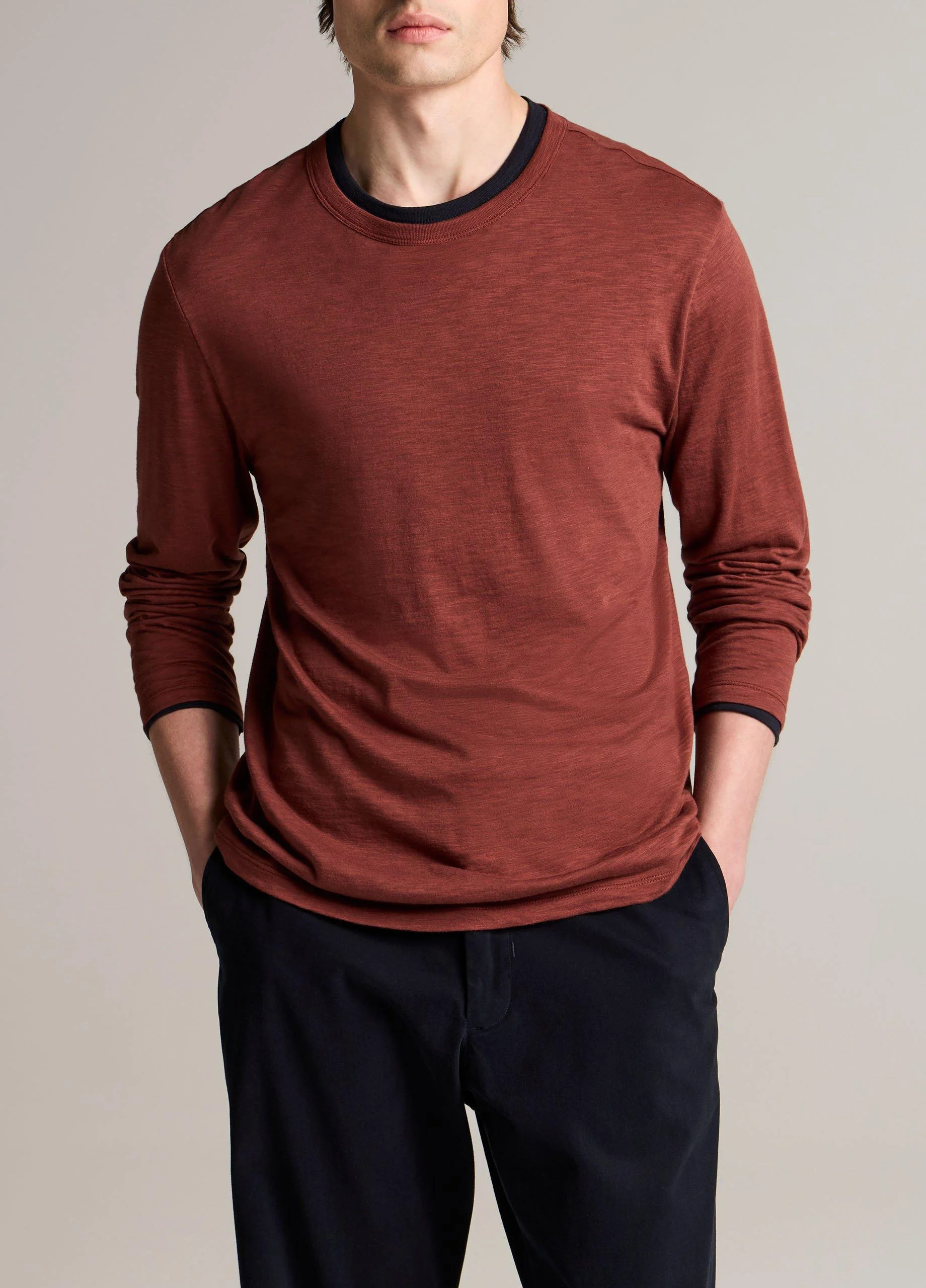 Slub Pima Cotton Double-Layer T-Shirt - 1