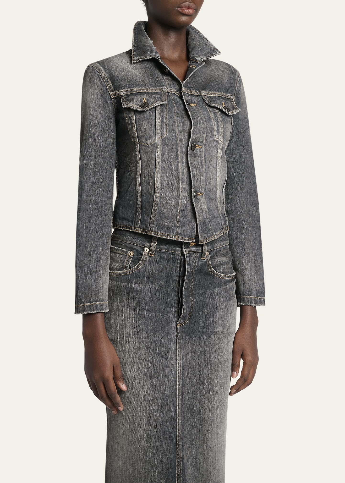 Lace-Up Denim Jacket - 4