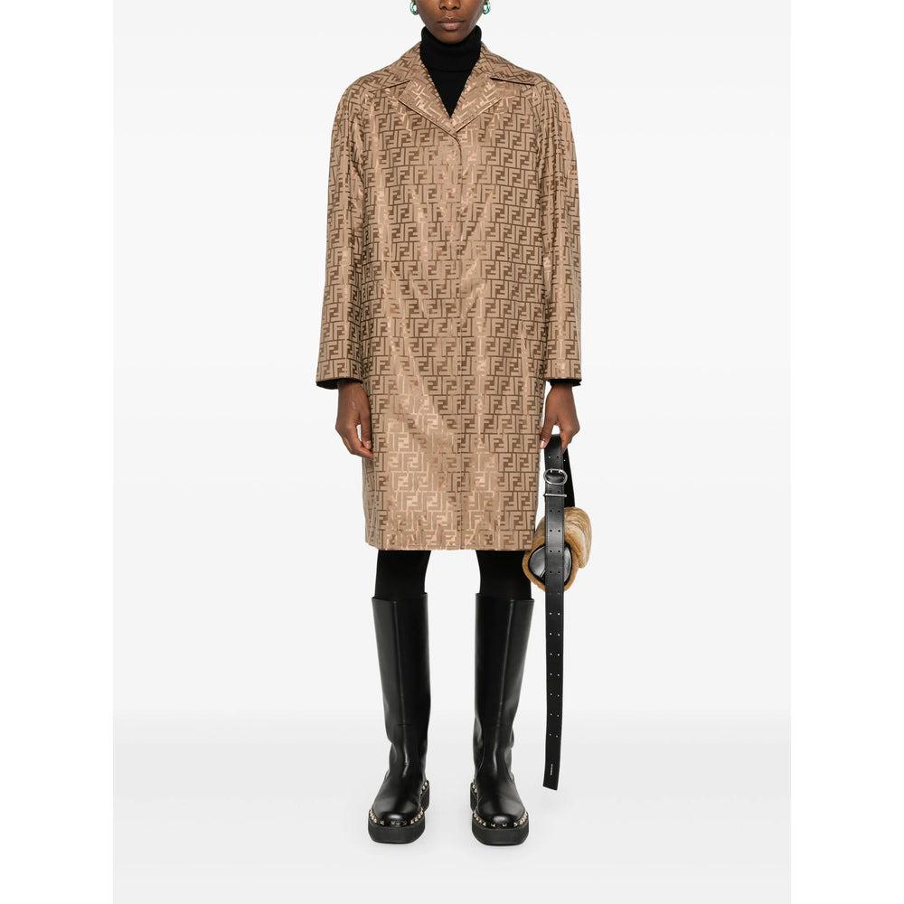 Fendi Neutrals Coats - Single Breasted Coats Women - 5