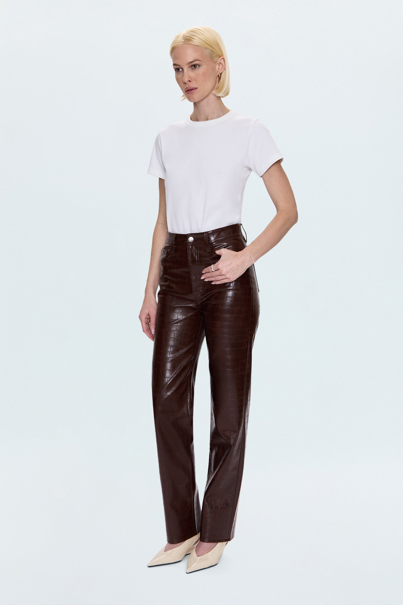 CASSIE SUPER HIGH RISE STRAIGHT PANT - TOBACCO CROC 4