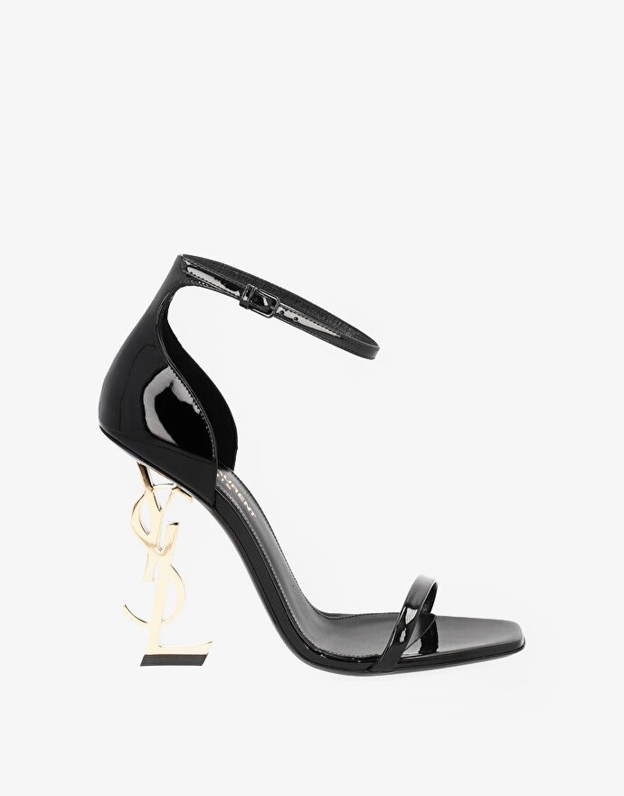 Saint Laurent patent leather sandals with logo heel - 1