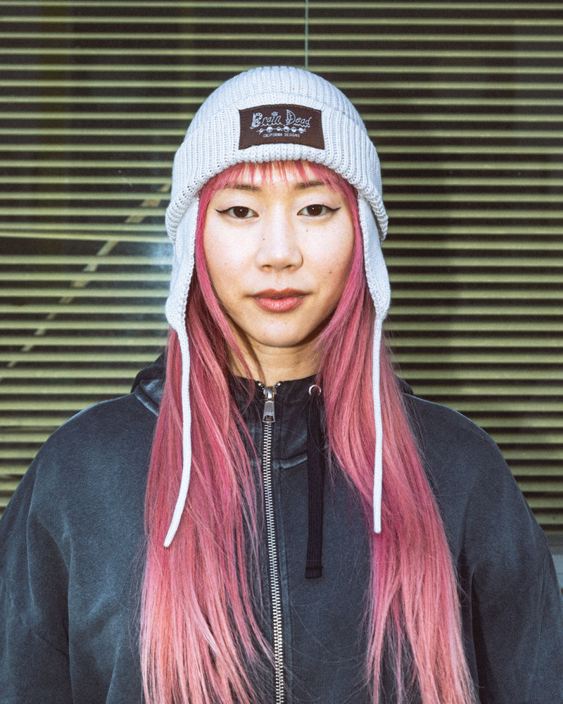 BRAIN DEAD Knitted Ear Flap Beanie - Natural outlook