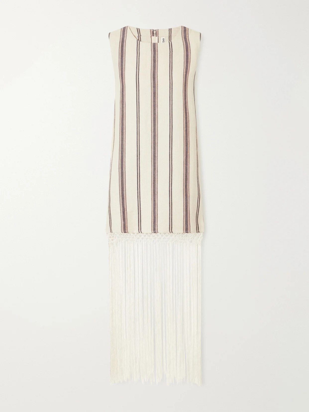 Vita Fringed Striped Cotton And Linen-blend Mini Dress - 1