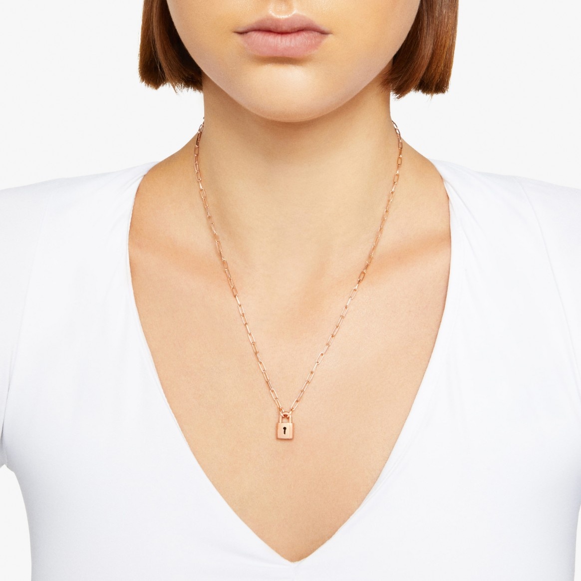 Gold Plated Silver Lock Necklace - 3