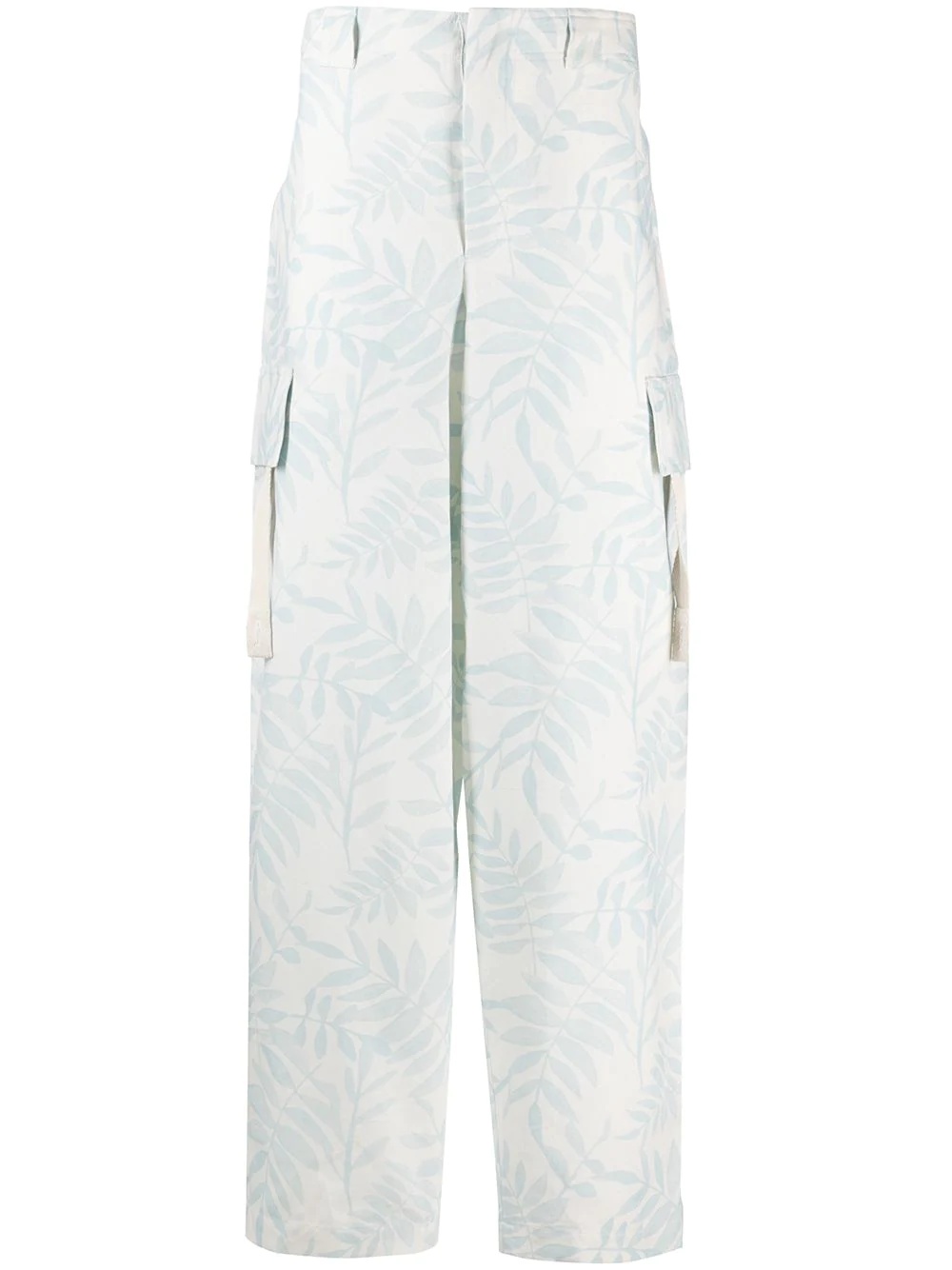 leaf print cargo trousers - 1