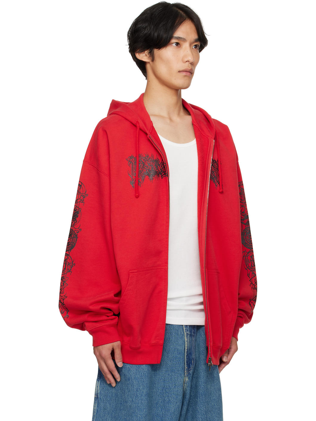 Red Cradle of Filth Double Logo Oversized Hoodie - 2