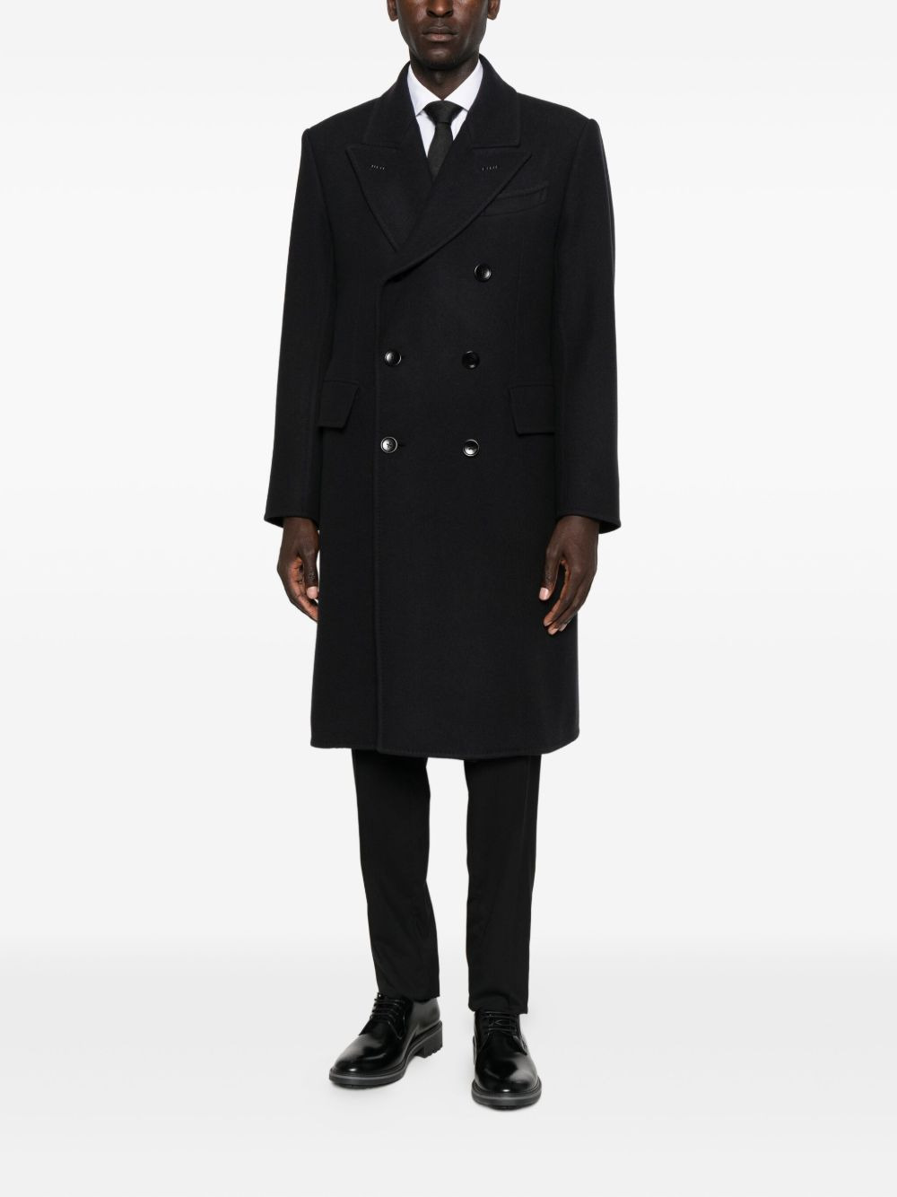 double-breasted peak-lapel coat - 2