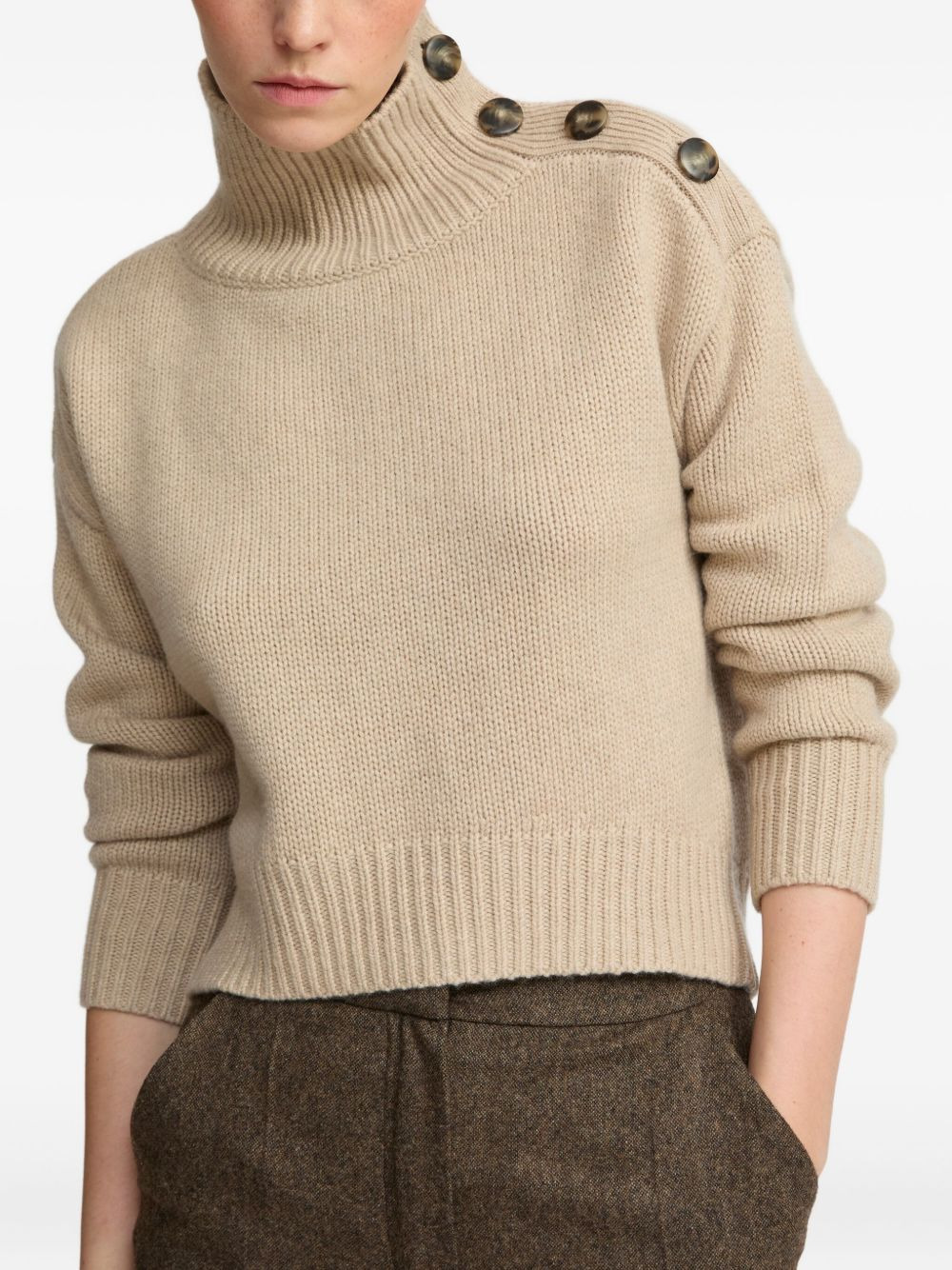 high-neck buttoned sweater - 3