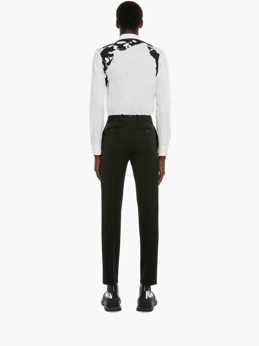 Skull Camouflage Print Harness Shirt in White/black - 4