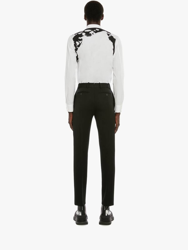 Skull Camouflage Print Harness Shirt in White/black 4