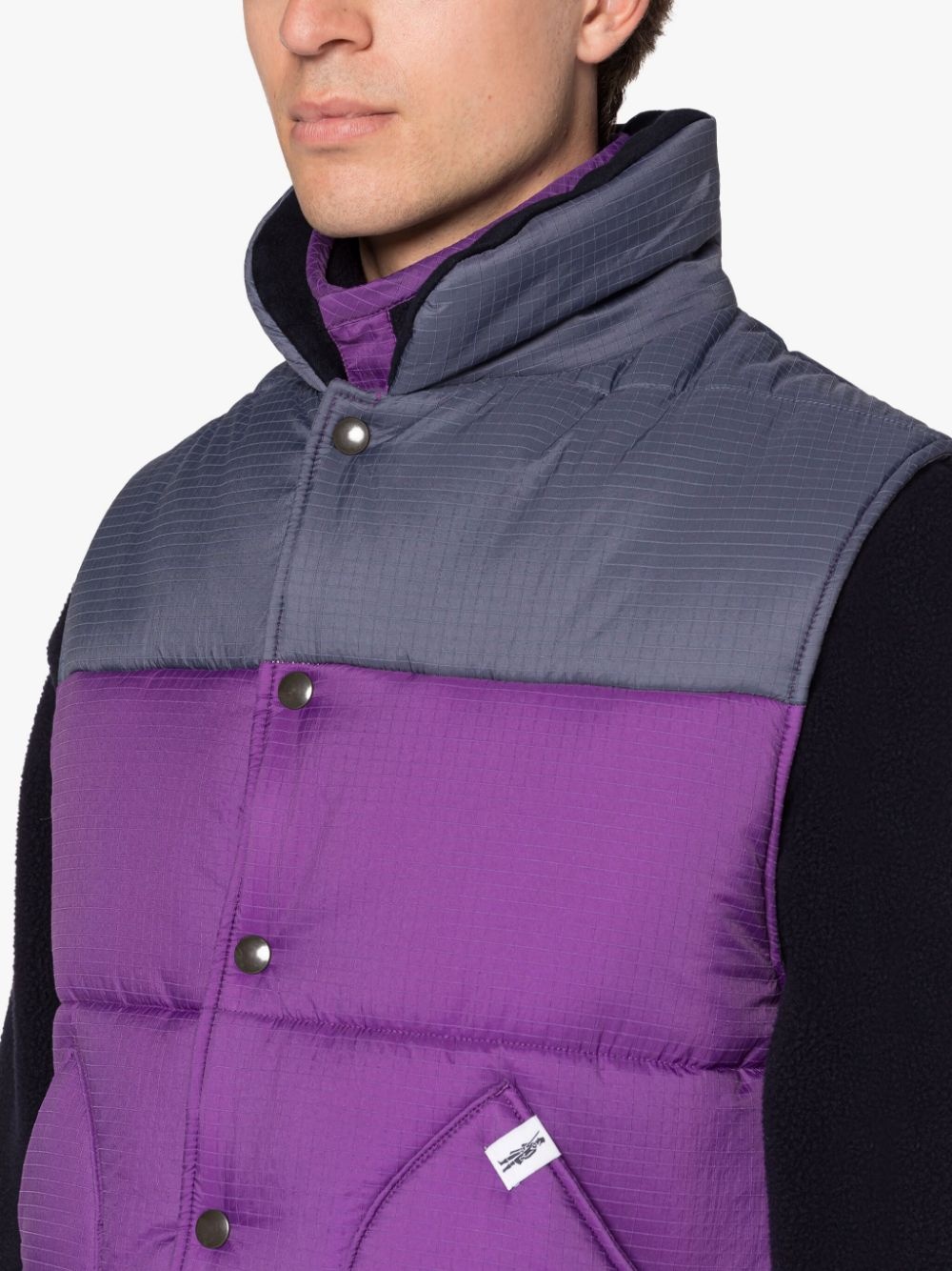 CONTRAST PURPLE & NAVY NYLON GILET - 5