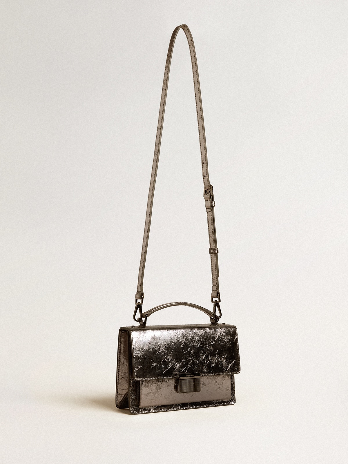 Venezia Bag in anthracite-gray metallic leather with black details - 2