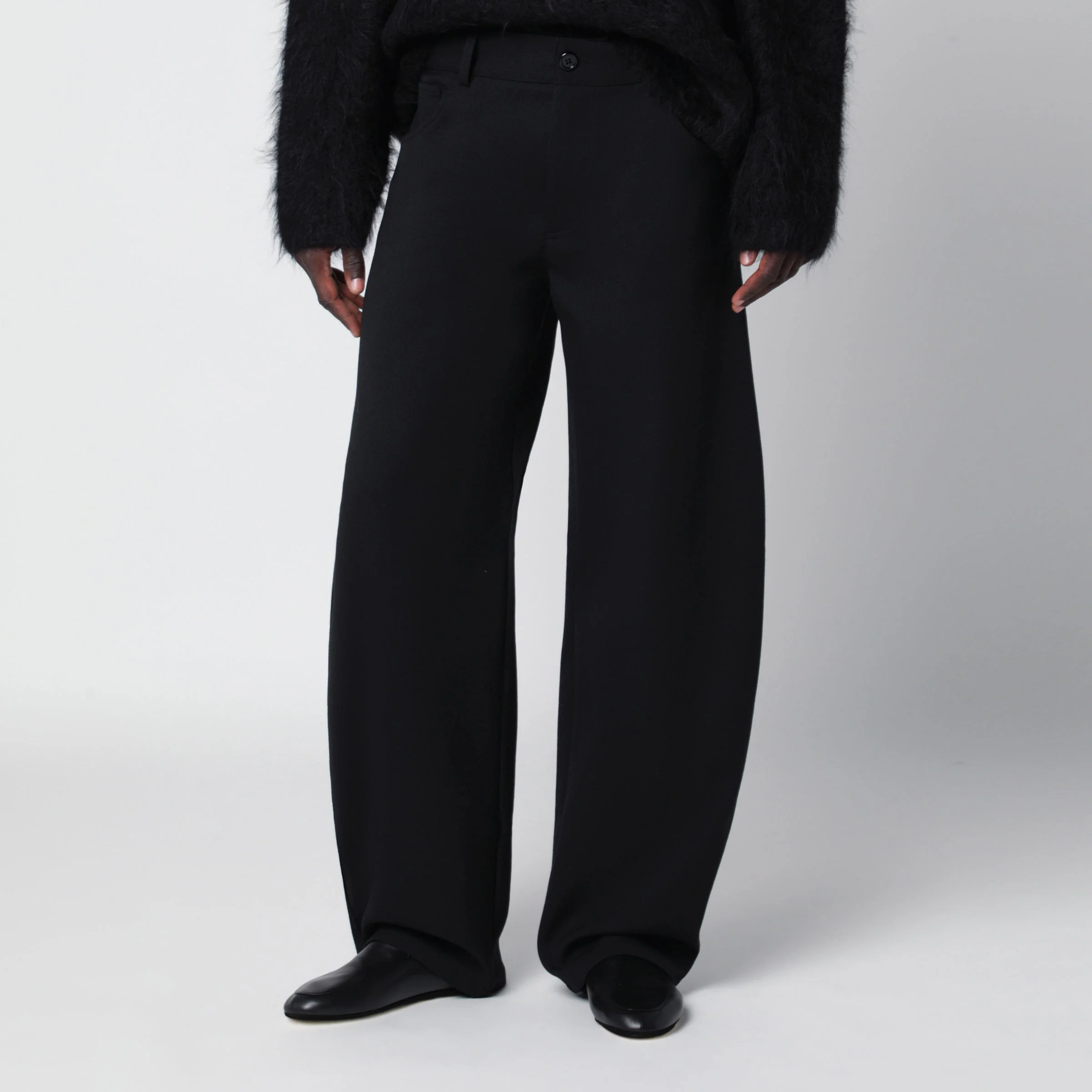 Oktai black trousers in wool blend - 1