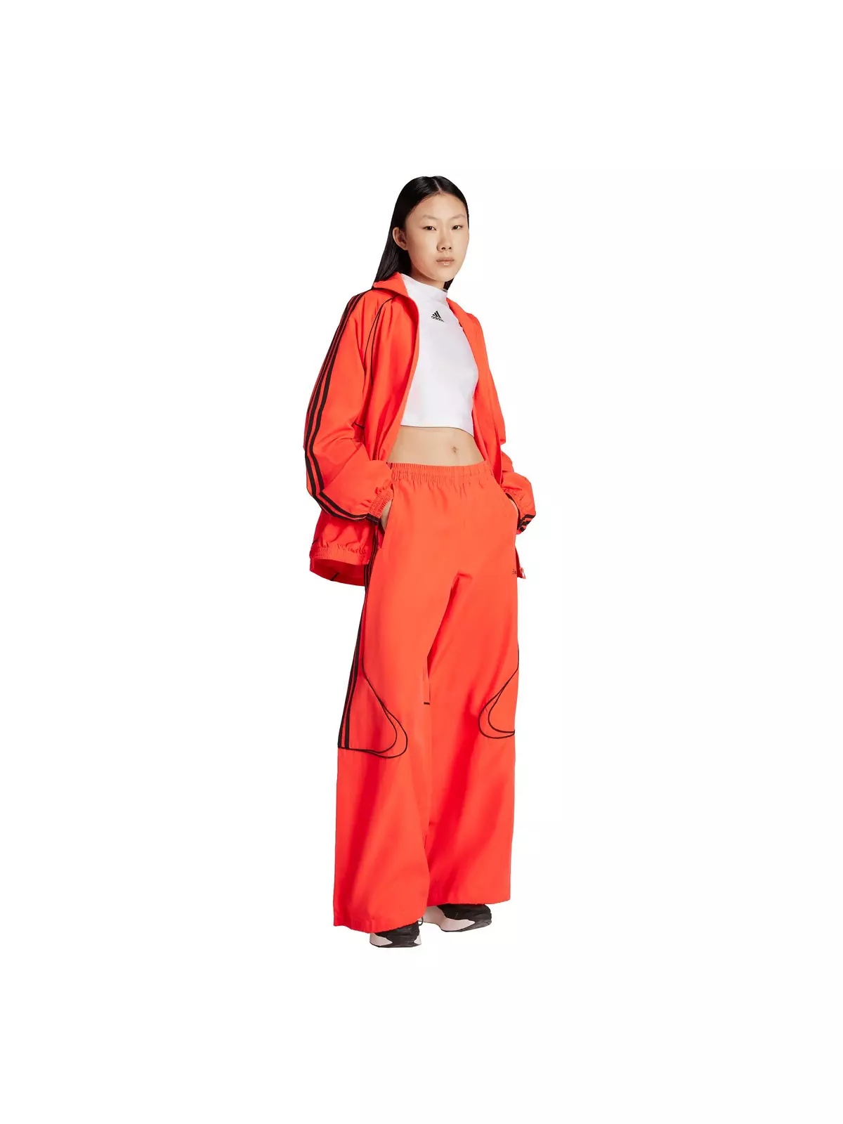 Women's Teamgeist Adicolor Oversized Woven Track Pant -Red/Black - 5
