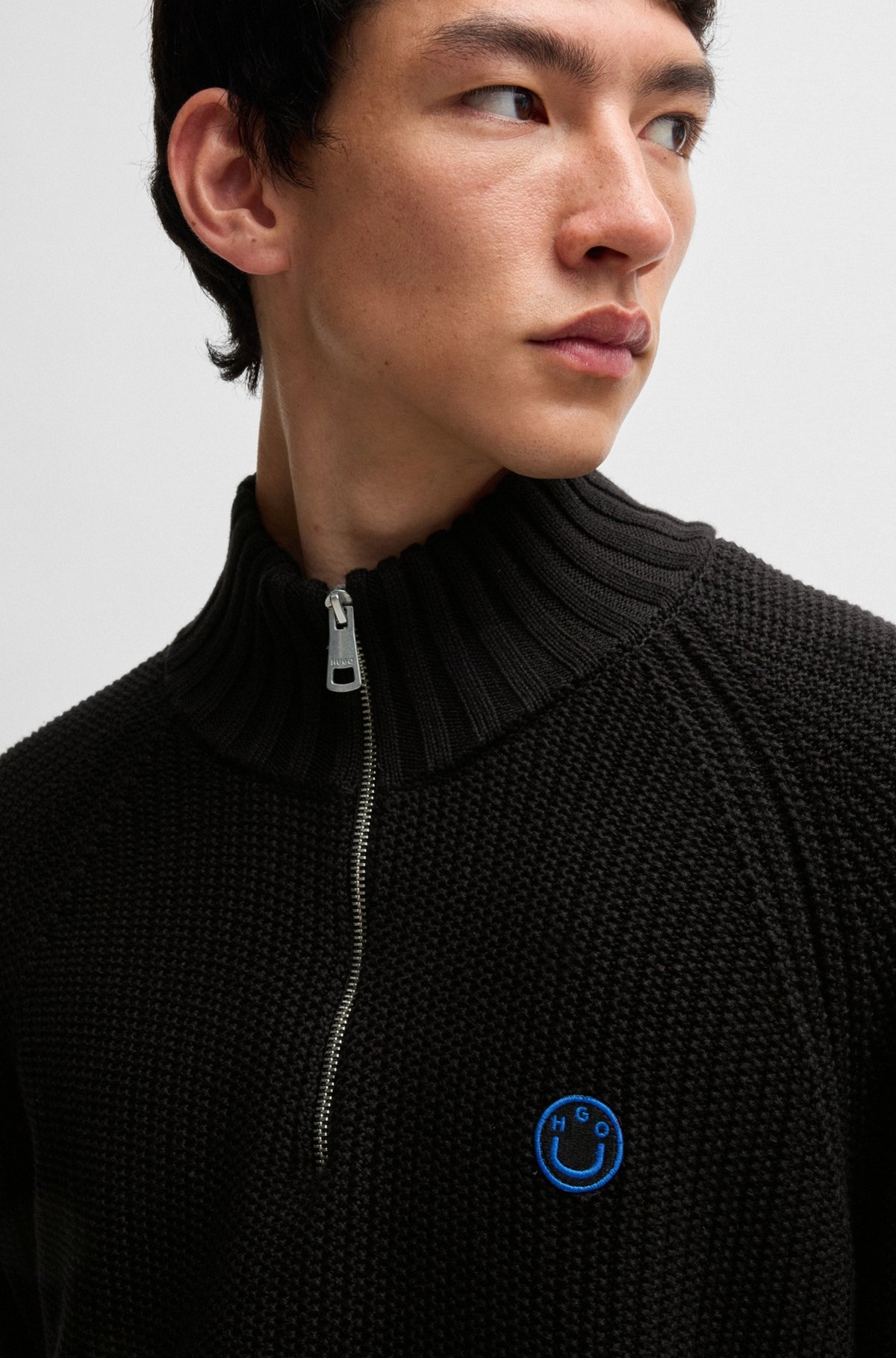 QUARTER-ZIP RELAXED-FIT SWEATER IN RIBBED-KNIT COTTON - 3